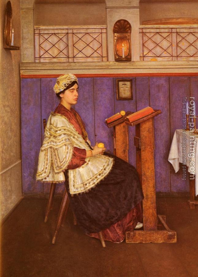 Isidor Kaufmann : Young Woman In The Synagogue